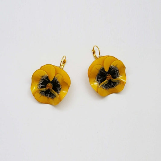 Pensée large button earrings